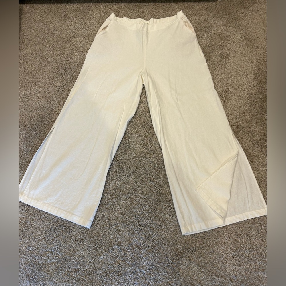 Cable & Gauge Wide Leg Cream Pants